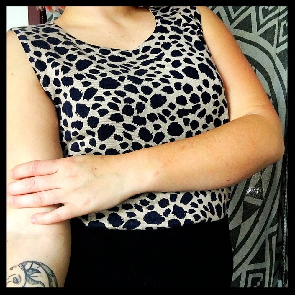 Saks Fifth Avenue Leopard Cashmere Knit Top